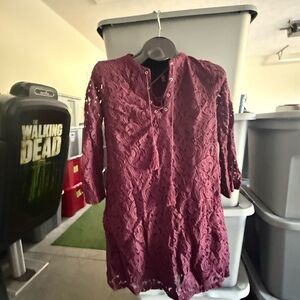 Elegant Lace Burgundy Dress mp19